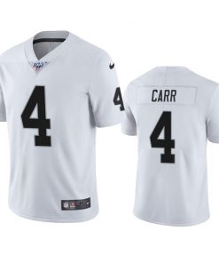 Men's Oakland Raiders #4 Derek Carr White 2019 100th Season Vapor Untouchable Limited Stitched NFL Jersey