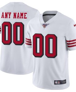 Men's 49ers ACTIVE PLAYER White 100th Season Limited Stitched NFL Jersey.
