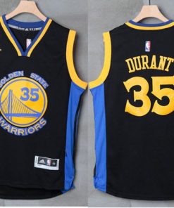 Warriors #35 Kevin Durant Black/Blue Stitched NBA Jersey