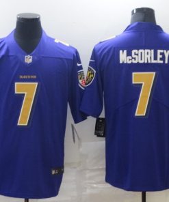 Men's Baltimore Ravens #7 Trace McSorley Purple Color Rush Limited Stitched NFL Jersey