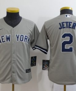 Women's New York Yankees #2 Derek Jeter Grey Cool Base Stitched MLB Jersey(Run Small)