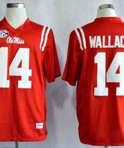 Rebels #14 Bo Wallace Red Stitched NCAA Jersey