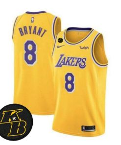 Men's Los Angeles Lakers #8 Kobe Bryant With KB Patch Yellow Stitched NBA Jersey