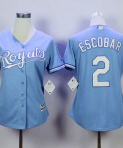 Royals #2 Alcides Escobar Light Blue Home Women's Stitched MLB Jersey