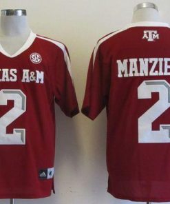 Aggies #2 Johnny Manziel Red SEC Patch Stitched NCAA Jersey