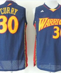 Warriors #30 Stephen Curry Navy Blue Throwback Stitched NBA Jersey