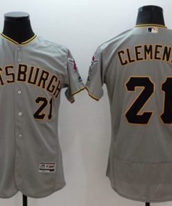 Pirates #21 Roberto Clemente Grey Flexbase Authentic Collection Stitched MLB Jersey