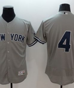Yankees #4 Lou Gehrig Grey Flexbase Authentic Collection Stitched MLB Jersey