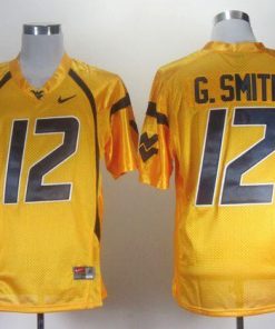Mountaineers #12 Geno Smith Gold Stitched NCAA Jersey