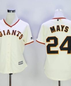 Giants #24 Willie Mays Cream Home Women's Stitched MLB Jersey