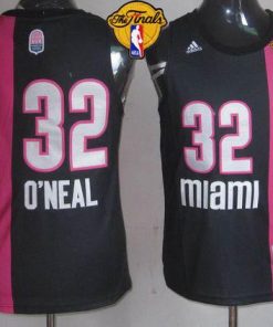 Heat #32 Shaquille O'Neal Black ABA Hardwood Classic Finals Patch Stitched NBA Jersey