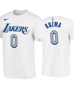 Los Angeles Lakers #0 Kyle Kuzma White 2020-21 City Edition New Blue Silver LogoT-Shirt