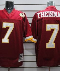 Mitchell and Ness Redskins #7 Joe Theismann Red With 50TH Anniversary Stitched NFL Jersey