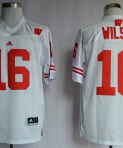 Badgers #16 Russell Wilson White Stitched NCAA Jersey