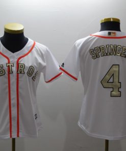 Women's Houston Astros #4 George Springer Majestic White 2018 Gold Program Cool Base Player Stitched MLB Jersey