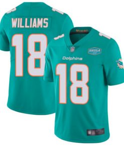 Men's Miami Dolphins #18 Preston Williams Aqua With 347 Shula Patch 2020 Vapor Untouchable Limited Stitched NFL Jersey