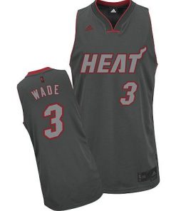 Heat #3 Dwyane Wade Grey Graystone Fashion Stitched NBA Jersey