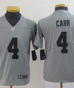 Youth Oakland Raiders #4 Derek Carr 2019 Gary Inverted Legend Stitched NFL Jersey