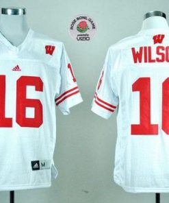 Badgers #16 Russell Wilson White Rose Bowl Game Stitched NCAA Jersey