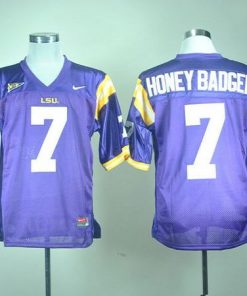 LSU Tigers #7 Tyrann Mathieu Purple Honey Badger Nick Name Stitched NCAA Jersey