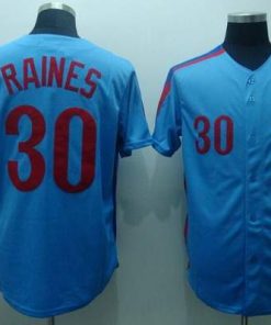 Mitchell and Ness Expos #30 Tim Raines Stitched Blue Throwback MLB Jersey