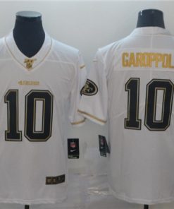 Men's San Francisco 49ers #10 Jimmy Garoppolo White 2019 100th Season Golden Edition Limited Stitched NFL Jersey