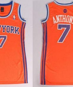 Knicks #7 Carmelo Anthony Orange Women's Dress Stitched NBA Jersey