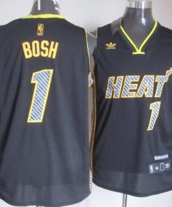 Heat #1 Chris Bosh Black Electricity Fashion Stitched NBA Jersey