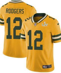 Men's Green Bay Packers #12 Aaron Rodgers Gold 2021 Super Bowl LV Stitched NFL Jersey