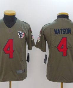 Youth Houston Texans #4 Deshaun Watson Olive Salute To Service Limited Stitched NFL Jersey