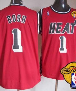 Heat #1 Chris Bosh Red Hardwood Classics Nights Finals Patch Stitched NBA Jersey