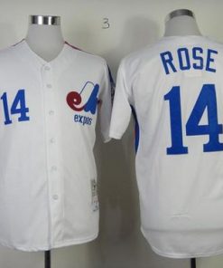 Mitchell And Ness Expos #14 Pete Rose White Throwback Stitched MLB Jersey