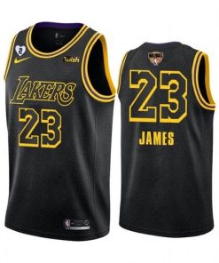 Men's Los Angeles Lakers #23 LeBron James Black 2020 Finals With GiGi Patch Stitched NBA Jersey