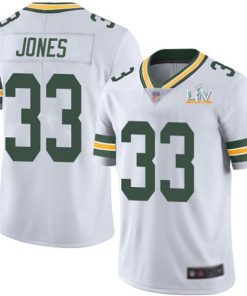 Men's Green Bay Packers #33 Aaron Jones White 2021 Super Bowl LV Stitched NFL Jersey