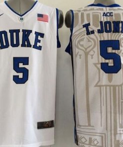 Blue Devils #5 Tyus Jones White Basketball Stitched NCAA Jersey