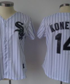 White Sox #14 Paul Konerko White With Black Strip Women's Fashion Stitched MLB Jersey