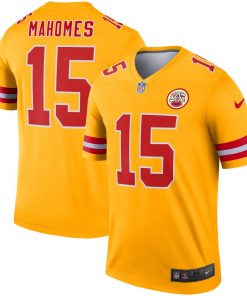 Men's Kansas City Chiefs #15 Patrick Mahomes Gold Inverted Legend Jersey