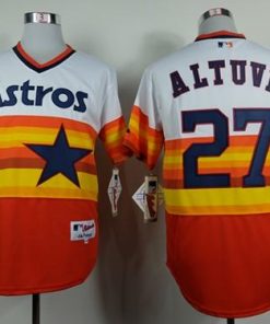Astros #27 Jose Altuve White/Orange 1980 Turn Back The Clock Stitched MLB Jersey