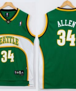 Thunder #34 Ray Allen Green Seattle SuperSonics Style Stitched NBA Jersey