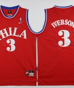 76ers #3 Allen Iverson Red 1964 Throwback Stitched NBA Jersey