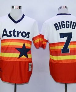 Mitchell And Ness 1980 Astros #7 Craig Biggio White/Orange Throwback Stitched MLB Jersey