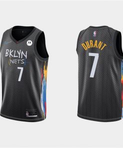 Men's Brooklyn Nets #7 Kevin Durant Black City Edition 2020-21 Honor Basquiat Stitched NBA Jersey