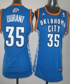 Thunder #35 Kevin Durant Blue Women's Road Stitched NBA Jersey