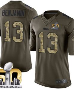 Nike Panthers #13 Kelvin Benjamin Green Super Bowl 50 Men's Stitched NFL Limited Salute to Service Jersey