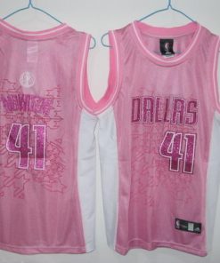Mavericks #41 Dirk Nowitzki Pink Women Fashion Stitched NBA Jersey