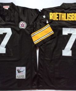 Mitchell And Ness Steelers #7 Ben Roethlisberger Black Throwback Stitched NFL Jersey