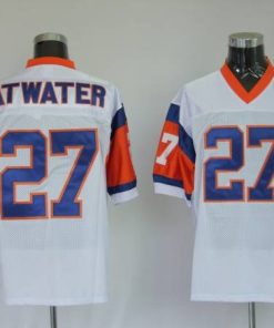Mitchel & Ness Broncos #27 Steve Atwater White With 75 Anniversary Patch Stitched Throwback NFL Jersey