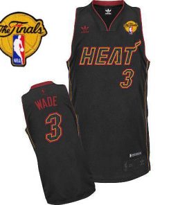 Heat Finals Patch #3 Dwyane Wade Carbon Fiber Fashion Black Stitched NBA Jersey