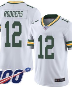 Men's Green Bay Packers #12 Aaron Rodgers 2019 White 100th Season Vapor Untouchable Limited Stitched NFL Jersey