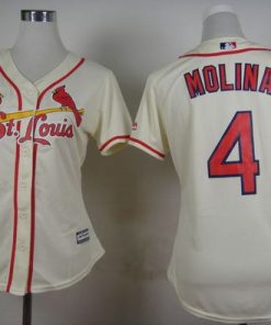 Cardinals #4 Yadier Molina Cream Alternate Women's Stitched MLB Jersey